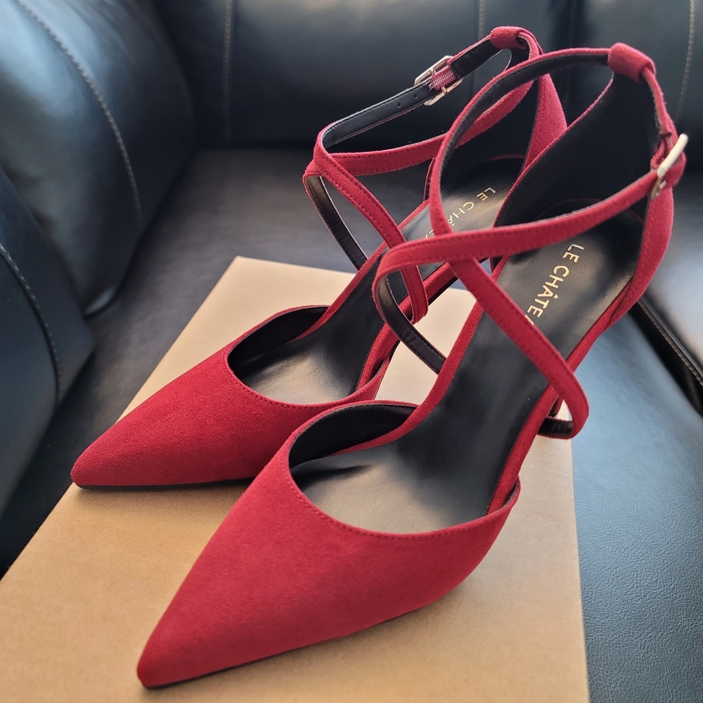 Pointy Toe Criss-Cross Pump Rouge Velvet